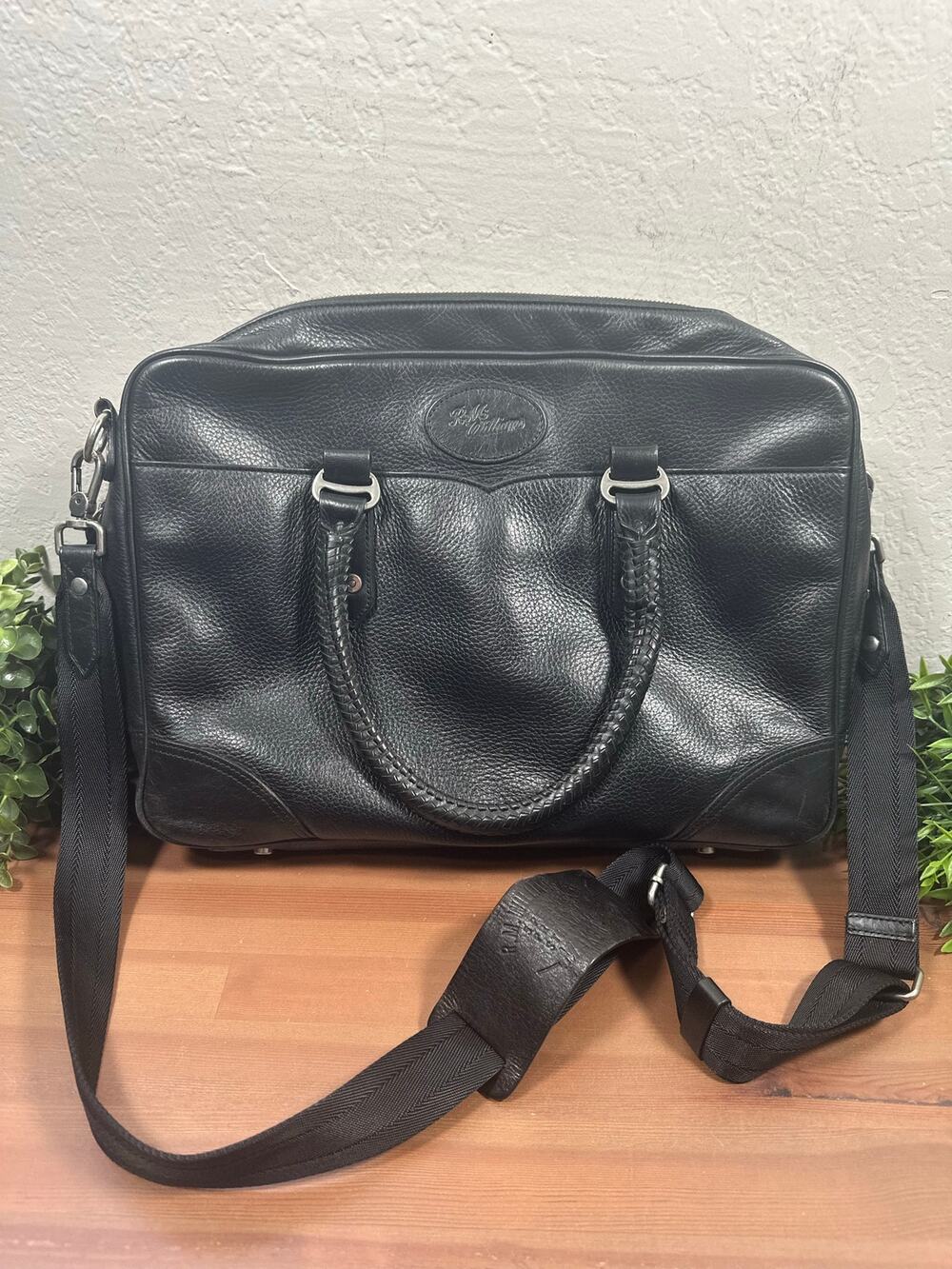 R.M. Williams Black Leather Signature Briefcase Bag